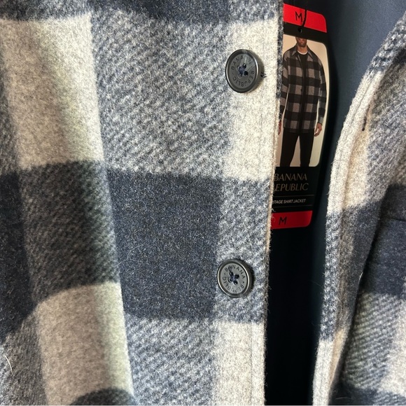 Banana Republic Men’s Medium Flannel Navy Outdoorsman Lightweight Shacket Jacket - Picture 7 of 12